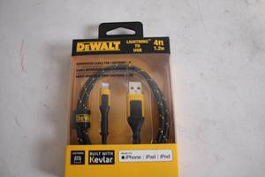 lot 381 image: DeWalt 4ft Lightning to USB Cable with Kevlar