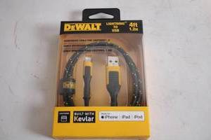 lot 385 image: DEWALT 4ft Lightning to USB Cable Reinforced with Kevlar