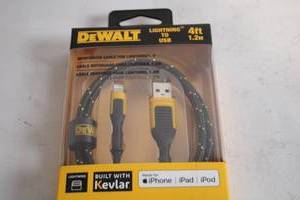 lot 387 image: DEWALT 4ft Kevlar Lightning to USB Cable for iPhone, iPad, iPod