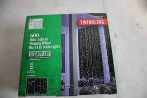 lot 406 image: 600 Multi-Colored Weeping Willow Micro LED Icicle Lights