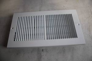 lot 411 image: White Vent Grille Cover with Adjustable Louvers