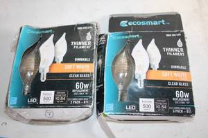 lot 425 image: Set of 2 Ecosmart Dimmable 60W Soft White LED Bulb Packs