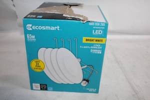 lot 474 image: EcoSmart 4 Pack 65W Bright White Dimmable LED Downlight