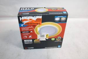 lot 485 image: HALO 4-inch LED Canless Baffle Downlight with Night Light