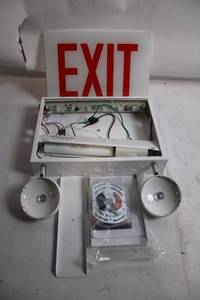 lot 267 image: Wired Emergency Exit Sign with Twin Adjustable Lights
