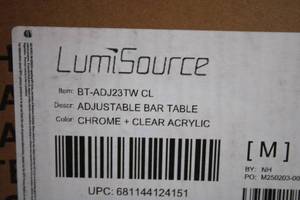 lot 276 image: Adjustable Bar Table in Chrome and Clear Acrylic