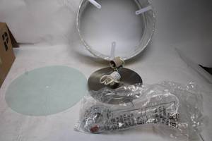 lot 12 image: Ceiling Light Fixture Set with Frosted Glass and Mounting Components