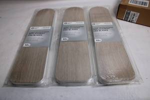 lot 17 image: 3 Sets of 5-Pack IndoorOutdoor Replacement Fan Blades - Reversible WhiteNatural Oak