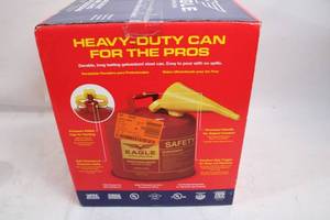 lot 52 image: Eagle 5-Gallon Safety Fuel Can with Funnel