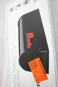 lot 95 image: Elite Black Galvanized Steel Post Mount Mailbox