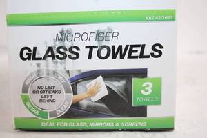 lot 104 image: Microfiber Glass Towels 3 Pack for Glass, Mirrors & Screens