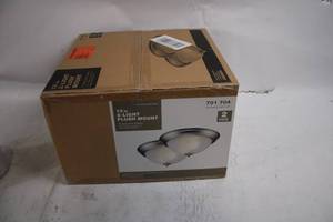 lot 110 image: 2 Pack 13 2-Light Flush Mount Fixtures Brushed Nickel