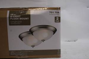 lot 119 image: 2-Pack Brushed Nickel 2-Light Flush Mount Ceiling Fixtures