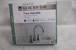lot 141 image: Glacier Bay Two Handle Brushed Nickel Bathroom Faucet 4 in Centerset