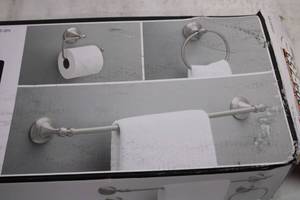 lot 176 image: Delta Greenwich II 3-Piece Bath Hardware Kit in Brushed Nickel