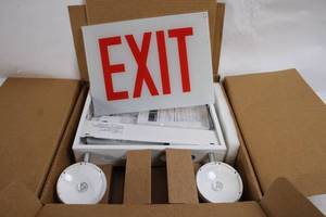 lot 193 image: Red LED Exit Sign with Emergency Lights