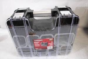 lot 198 image: Husky Interlocking Organizer Storage Box with Secure Closure