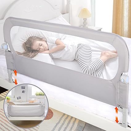 lot K-190 image: Baby Bed Rail Guard for Toddlers - 47 Toddler Bed Side Rails for Twin, Full, Queen Bunk Size Bed Swing Down Bedrail Extral Tall Child Safety Side Railing Guards for Kids