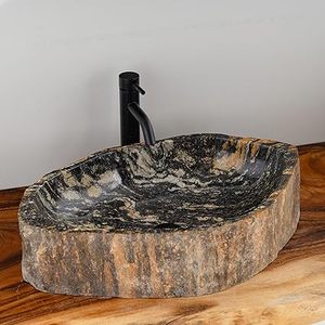 lot B-14-BL image: Handcrafted Natural River Stone Vessel Sink  Solid Rock, Unique & 100% Handmade