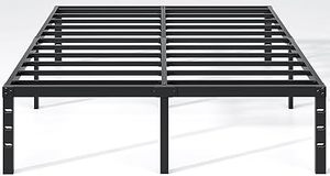 lot B-41-GR image: Metal Bed Frame,Queen Size Bed Frame with Storage Space,Heavy Duty Sturdy Mattress Foundation,Easy Assembly,No Box Spring Needed, Black,14 Inch,Queen