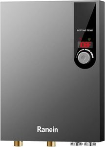 lot C-310-BL image: Electric Tankless Water Heater, 18kW 240V on Demand Instant Endless Water Heater with LED Temperature Display for Residential Whole House Shower