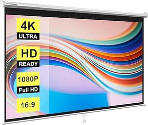 lot E-44-GR image: VIVOHOME Projector Screen Pull Down, 169 100 Inch Retractable Projection Screen, HD 4K Manual Pull Movie Screen for Home Theater, Cinema, Office (87x49 Inch White)