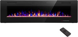 lot H-62-GR image: 60 Recessed and Wall Mounted Electric Fireplace, Low Noise, Fit for 2 x 6 Stud, Remote Control with Timer, Touch Screen, Adjustable Flame Color and Speed, 750-1500W