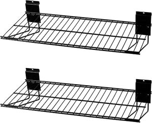lot H-128-BL image: Slatwall Shelves, Slatwall Accessories, Slat Wall Wire Shelf, Heavy Duty Garage Storage Slatwall Shelf(2 Pack) (24-Inch Width)
