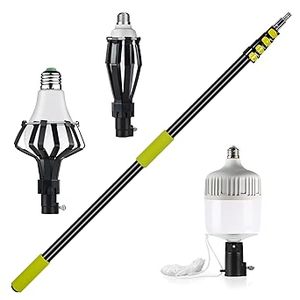 lot H-239-BL image: Light Bulb Changer for High Ceilings,4-18FT Bulb Changing Pole Extension for High Ceilings and Recessed Lights, Light Bulb Removal Tool for Household, 4-Piece