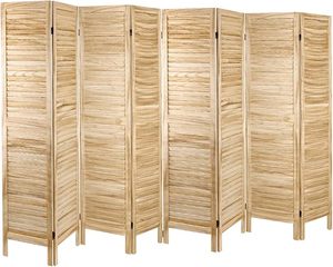 lot H-254 image: ECOMEX 8 Panel Room Divider, Folding Room Divider Privacy Screen 5.6Ft Tall, Wood Freestanding Louvered Divider Screen for Home Office Restaurant Bedroom,Natural