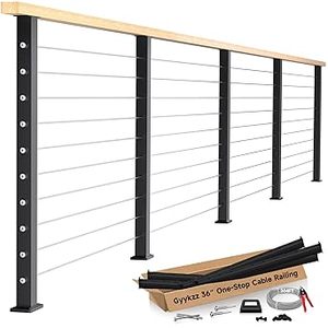 lot H-318-BL image: 36 One-Stop Cable Railing Post Kit, 5 Pack Level Drilled Deck Post, Flat Top Cable Railing System Including 5 Railing Posts, 204ft Cable, 20 Terminal, 100 Cable Grommets (No Handrail)