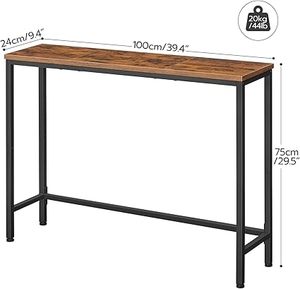 lot L-64-BL image: Console Table, Sofa Table with Support Bar, Hallway Entrance Table for Living Room, Entryway, Corridor, Sturdy, Easy Assembly, Wood Look Accent Table, Rustic Brown and Black