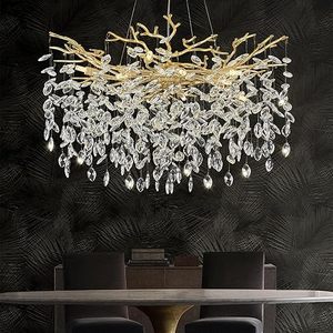lot L-73-BL image: 31.5 Modern Crystal Chandeliers for Dining Room,Gold Crystal Tree Branches Chandelier, Round Dining Room Chandelier Over Table, Chandeliers for Living Room, Entryway,Foyer