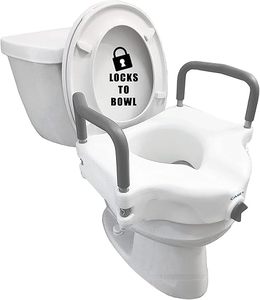 lot M-483 image: Carex E-Z Lock Raised Toilet Seat with Handles - 4.5 Inch Toilet Seat Riser with Arms, Toilet Riser Fits Most Toilets, Elongated or Round, Toilet Seat Lifter, White