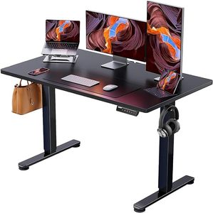 lot O-39-GR image: ErGear Height Adjustable Electric Standing Desk, 48 x 24 Inches Sit Stand up Desk, Memory Computer Home Office Desk (Black)
