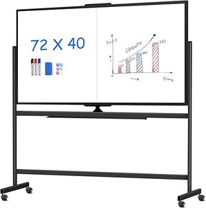 lot O-49-GR image: 72 x 40 Double Sided Rolling Whiteboard, Mobile Whiteboard Magnetic White Board - Large Reversible Dry Erase Board Easel Standing Board on Wheels with Stand (72 x 40 Black)
