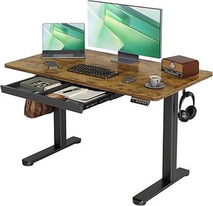 lot O-60-GR image: Claiks Standing Desk with Drawers, Stand Up Electric Standing Desk Adjustable Height, Sit Stand Desk Computer Workstation, 48 Inch, Rustic Brown
