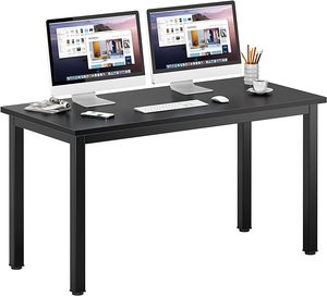 lot O-294 image: DlandHome 63 inches X-Large Computer Desk, Composite Wood Board, Decent and Steady Home Office DeskWorkstationTable, BS1-160BB Black Walnut and Black Legs