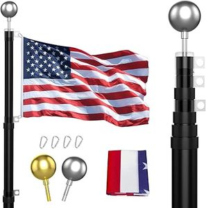 lot P-43-GR image: 30FT Telescopic Flag Pole Kit, 14 Gauge Extra Thick Heavy Duty Aluminum Telescoping Flagpole Fly 2 Flags, Outdoor Inground Large Flag Poles with 3x5 USA Flag for Residential, Yard or Commercial