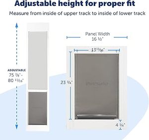 lot P-161-BL image: PetSafe Doggy Door for Sliding Glass Doors, Adjustable Height 75 78 to 81, No-Cut DIY Install, Aluminum Panel, Ideal for Renters, for Extra Large Dogs Up to 220 lb., (White, X-Large)