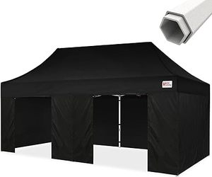 lot P-170-BL image: 10x20 Heavy Duty Pop Up Commercial Instant Canopy with Sidewalls(10x20 Black)