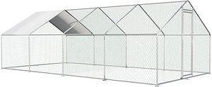 lot P-217-BL image: Chicken Coop Large Metal Chicken Run Pen for 20 Chickens Poultry Cage with Waterproof Cover for Walk-in Chicken Run for Yard Outdoor