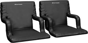 lot S-17-BL image: Stadium Seat 2-Pack - Bleacher Cushion Set with Padded Back Support, Armrests, 6 Reclining Positions, and Portable Carry Straps by Home