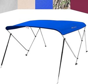 lot U-59-GR image: KING BIRD 3-4 Bow Bimini Boat Top Cover Sun Shade Boat Canopy Waterproof 1 Inch Stainless Aluminum Frame 46 Height with Rear Support Poles and Storage Boot 6 Colors -5 Sizes