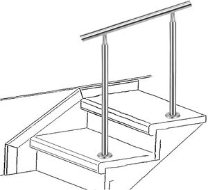 lot C-40-GR image: Fit 2 or 3 Steps Outdoor Stair Railing Exterior Hand Rail, Adjustable Transitional Handrail with Installation Kit for Concrete Steps or Wooden Stairs