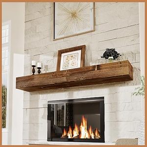 lot L-304-BL image: Fireplace Mantel - Wall-Mounted Mantles for Over Fireplace - Farmhouse Fireplace Mantle Shelves - Handcrafted Wood Fireplace Mantels - Floating Fireplace Mantel 72 X 8 X 5 - Rustic Traditional