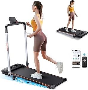 lot F-180-BL image: Foldable Treadmill with 7% Incline, Portable Under Desk Folding Walking Pad 0.6-7.5mph with Handle, Remote and App, 265lbs