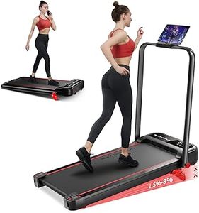 lot F-294-BL image: RHYTHM FUN Incline Foldable Treadmill, Walking Pad Treadmill with Incline, 300 lbs Portable Treadmill with Handles for Home Office Use, Under Desk Compact Treadmill with LED Display & APP