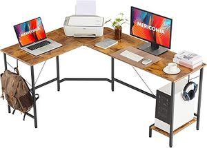 lot O-308-BL image: L Shaped Desk,66 Inch,Corner Desk for Home Office,Computer Gaming Table,Sturdy Writing Workstation for Small Space, Easy to Assemble, Rustic Brown