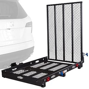 lot M-63-BL image: Silver Spring 48 x 27.75 Folding Steel Scooter Wheelchair Carrier w42 Ramp, 500 lb. Cap, Hitch Mount